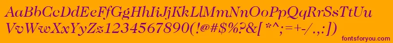 CaslonBookitalic-fontti – violetit fontit oranssilla taustalla