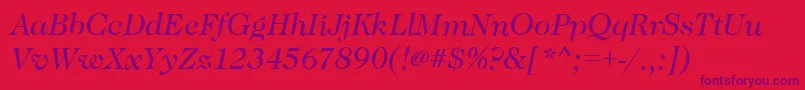 フォントCaslonBookitalic – 赤い背景に紫のフォント