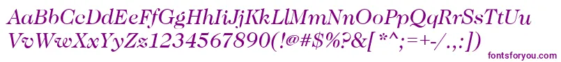 CaslonBookitalic-Schriftart – Violette Schriften auf weißem Hintergrund