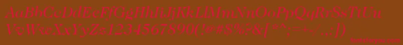 フォントCaslonBookitalic – 赤い文字が茶色の背景にあります。
