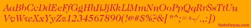 フォントCaslonBookitalic – オレンジの背景に赤い文字