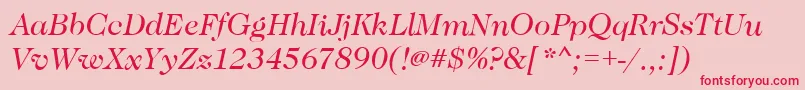 CaslonBookitalic-Schriftart – Rote Schriften auf rosa Hintergrund