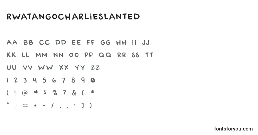 Schriftart RwatangocharlieSlanted – Alphabet, Zahlen, spezielle Symbole