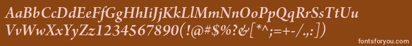 ArnoproSmbditalicsubhead Font – Pink Fonts on Brown Background