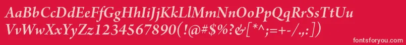 ArnoproSmbditalicsubhead Font – Pink Fonts on Red Background