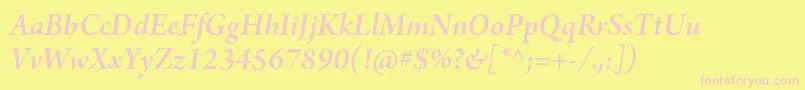 ArnoproSmbditalicsubhead Font – Pink Fonts on Yellow Background