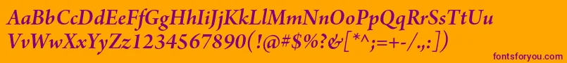 ArnoproSmbditalicsubhead Font – Purple Fonts on Orange Background