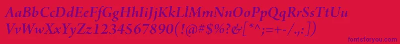 ArnoproSmbditalicsubhead Font – Purple Fonts on Red Background