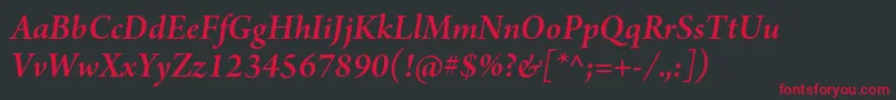 フォントArnoproSmbditalicsubhead – 黒い背景に赤い文字