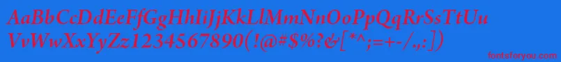 ArnoproSmbditalicsubhead Font – Red Fonts on Blue Background