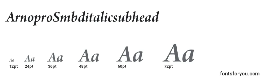 Размеры шрифта ArnoproSmbditalicsubhead