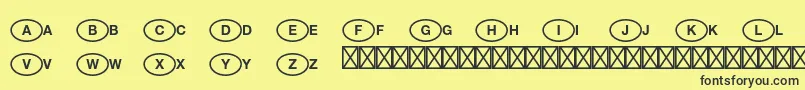 Fonte NationalcodepistdUniversal – fontes pretas em um fundo amarelo
