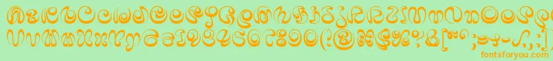 IaiA-Schriftart – Orangefarbene Schriften auf grünem Hintergrund