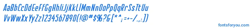 フォントCreatorcreditsbbItal – 白い背景に青い文字