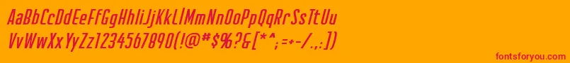 CreatorcreditsbbItal-Schriftart – Rote Schriften auf orangefarbenem Hintergrund