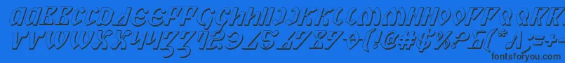 PiperPie3DItalic-Schriftart – Schwarze Schriften auf blauem Hintergrund