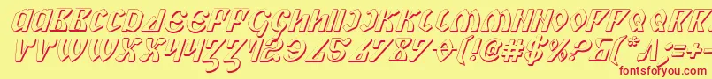 PiperPie3DItalic Font – Red Fonts on Yellow Background