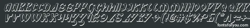 PiperPie3DItalic-fontti – valkoiset fontit mustalla taustalla