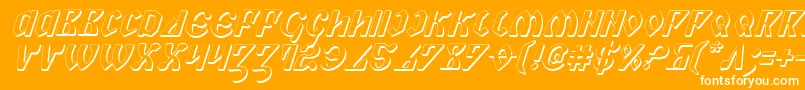 PiperPie3DItalic-Schriftart – Weiße Schriften auf orangefarbenem Hintergrund