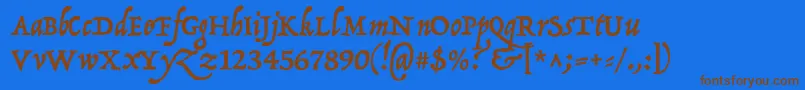 フォントP22OperinaRomano – 茶色の文字が青い背景にあります。