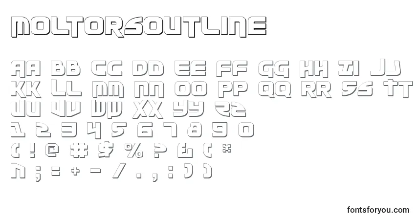 Fuente MoltorsOutline - alfabeto, números, caracteres especiales
