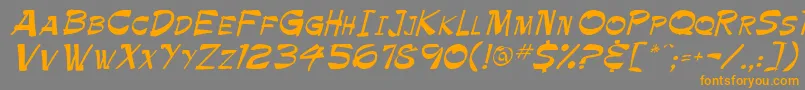 フォントPaintbrush – オレンジの文字は灰色の背景にあります。