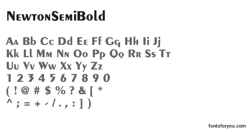 Шрифт NewtonSemiBold – алфавит, цифры, специальные символы
