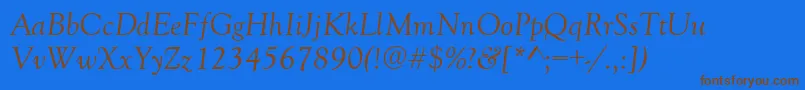 Saiba mais sobre a fonte GoudyRetrospectiveSsiItalic Fonte GoudyRetrospectiveSsiItalic – fontes marrons em um fundo azul