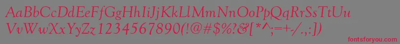 GoudyRetrospectiveSsiItalic Font – Red Fonts on Gray Background