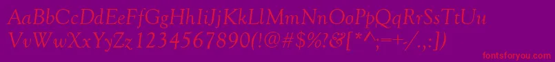 GoudyRetrospectiveSsiItalic Font – Red Fonts on Purple Background