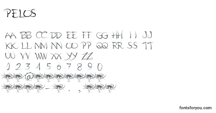 Schriftart Pelos – Alphabet, Zahlen, spezielle Symbole