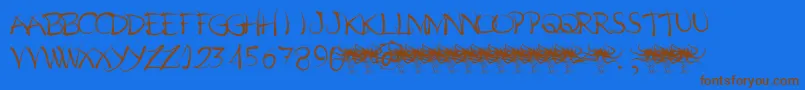 Pelos-Schriftart – Braune Schriften auf blauem Hintergrund