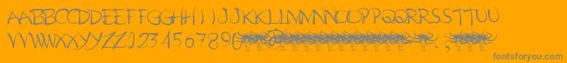 Pelos-Schriftart – Graue Schriften auf orangefarbenem Hintergrund