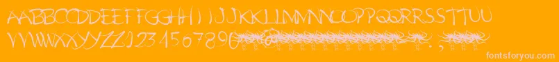 Pelos-Schriftart – Rosa Schriften auf orangefarbenem Hintergrund