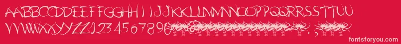 Pelos-Schriftart – Rosa Schriften auf rotem Hintergrund