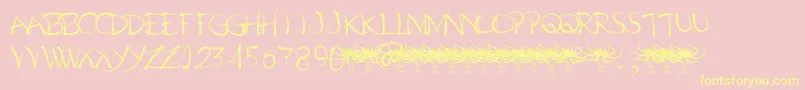 Pelos Font – Yellow Fonts on Pink Background