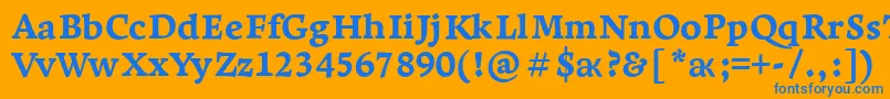 Więcej informacji o czcionce LeksaproExtrabold Czcionka LeksaproExtrabold – niebieskie czcionki na pomarańczowym tle