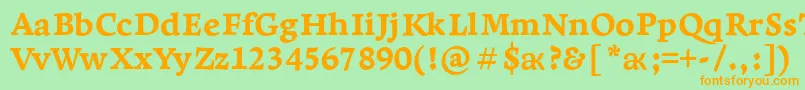 フォントLeksaproExtrabold – オレンジの文字が緑の背景にあります。
