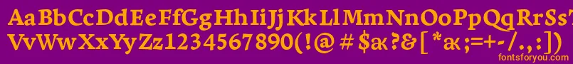 Saiba mais sobre a fonte LeksaproExtrabold Fonte LeksaproExtrabold – fontes laranjas em um fundo violeta