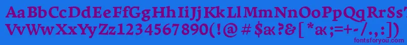 フォントLeksaproExtrabold – 紫色のフォント、青い背景