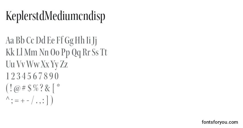 A fonte KeplerstdMediumcndisp – alfabeto, números, caracteres especiais