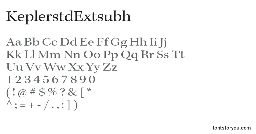 A fonte KeplerstdExtsubh – alfabeto, números, caracteres especiais