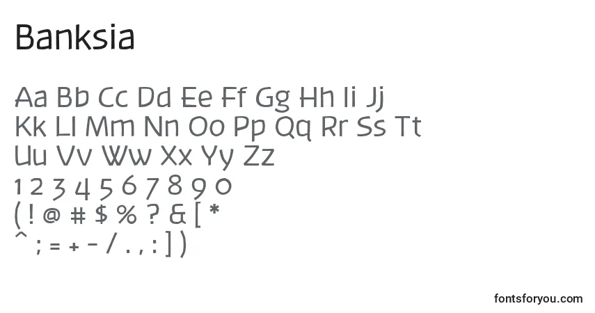 A fonte Banksia – alfabeto, números, caracteres especiais