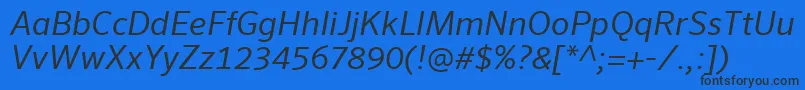 SeroWeBproItalic-Schriftart – Schwarze Schriften auf blauem Hintergrund