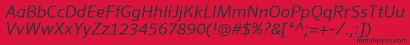 SeroWeBproItalic-Schriftart – Schwarze Schriften auf rotem Hintergrund