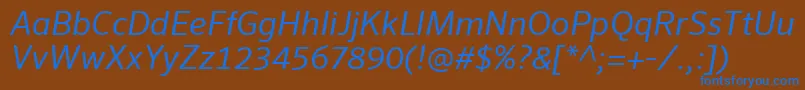 Więcej informacji o czcionce SeroWeBproItalic Czcionka SeroWeBproItalic – niebieskie czcionki na brązowym tle