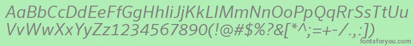 フォントSeroWeBproItalic – 緑の背景に灰色の文字
