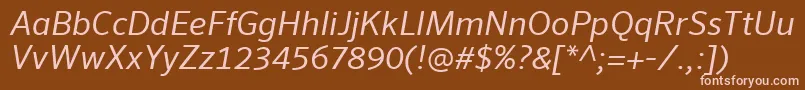 SeroWeBproItalic-fontti – vaaleanpunaiset fontit ruskealla taustalla