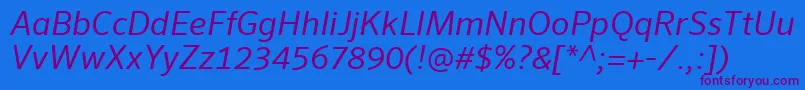 SeroWeBproItalic Font – Purple Fonts on Blue Background
