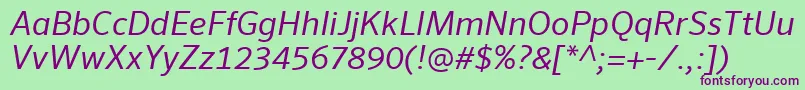 SeroWeBproItalic Font – Purple Fonts on Green Background
